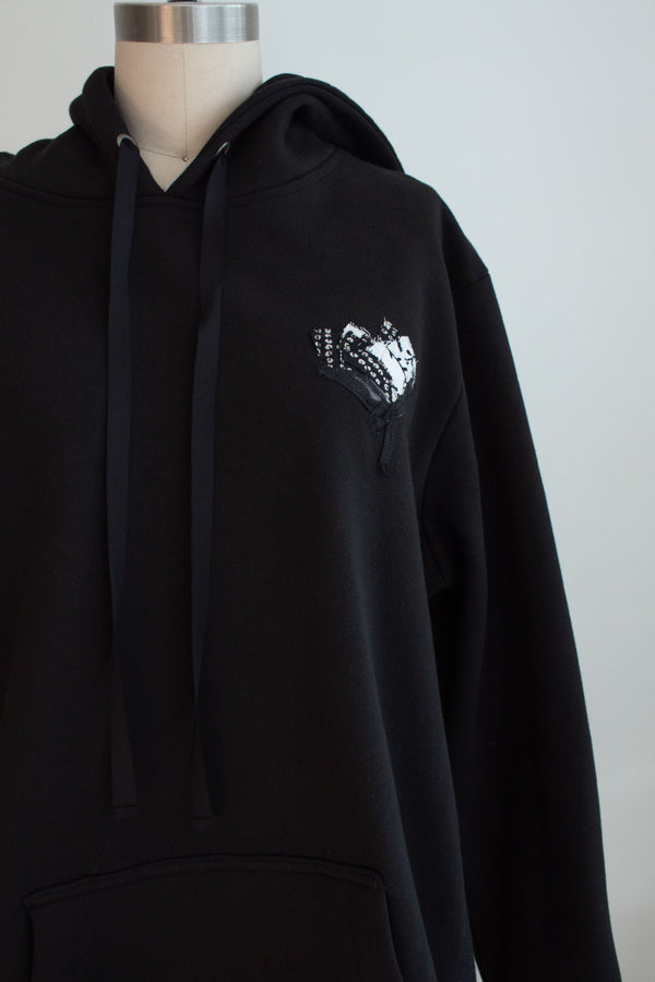 N° 306 pressed flower heavyweight brushed hoodie - sumi black