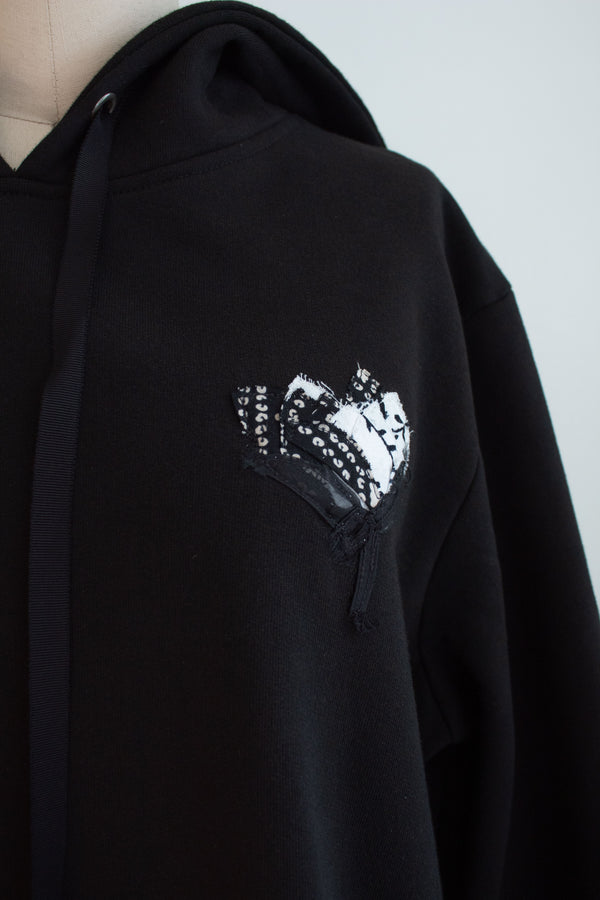 N° 306 pressed flower heavyweight brushed hoodie - sumi black