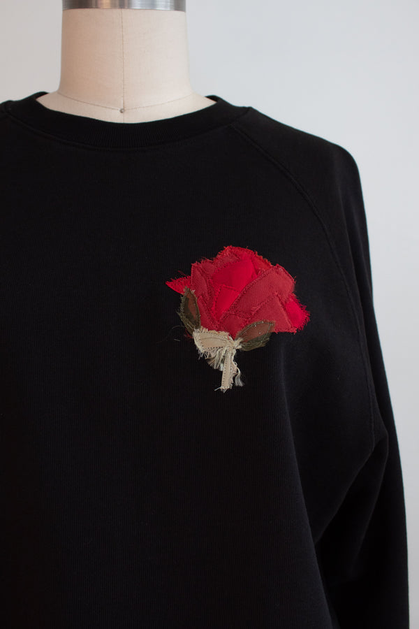 N° 356 pressed flower heavyweight sweatshirt - sumi black/ume red