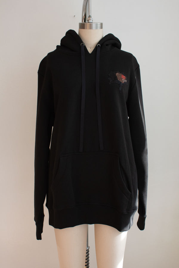 N° 306 pressed flower heavyweight brushed hoodie - sumi black