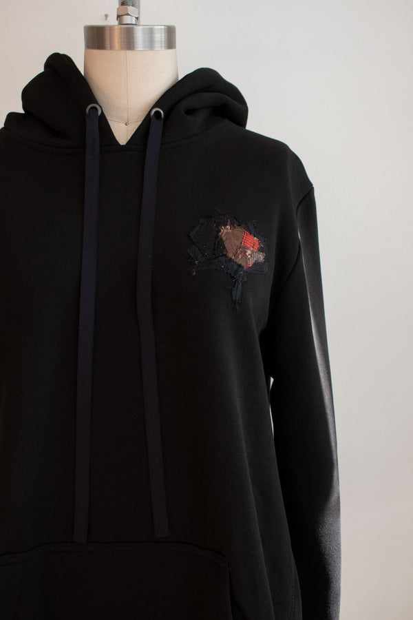 N° 306 pressed flower heavyweight brushed hoodie - sumi black