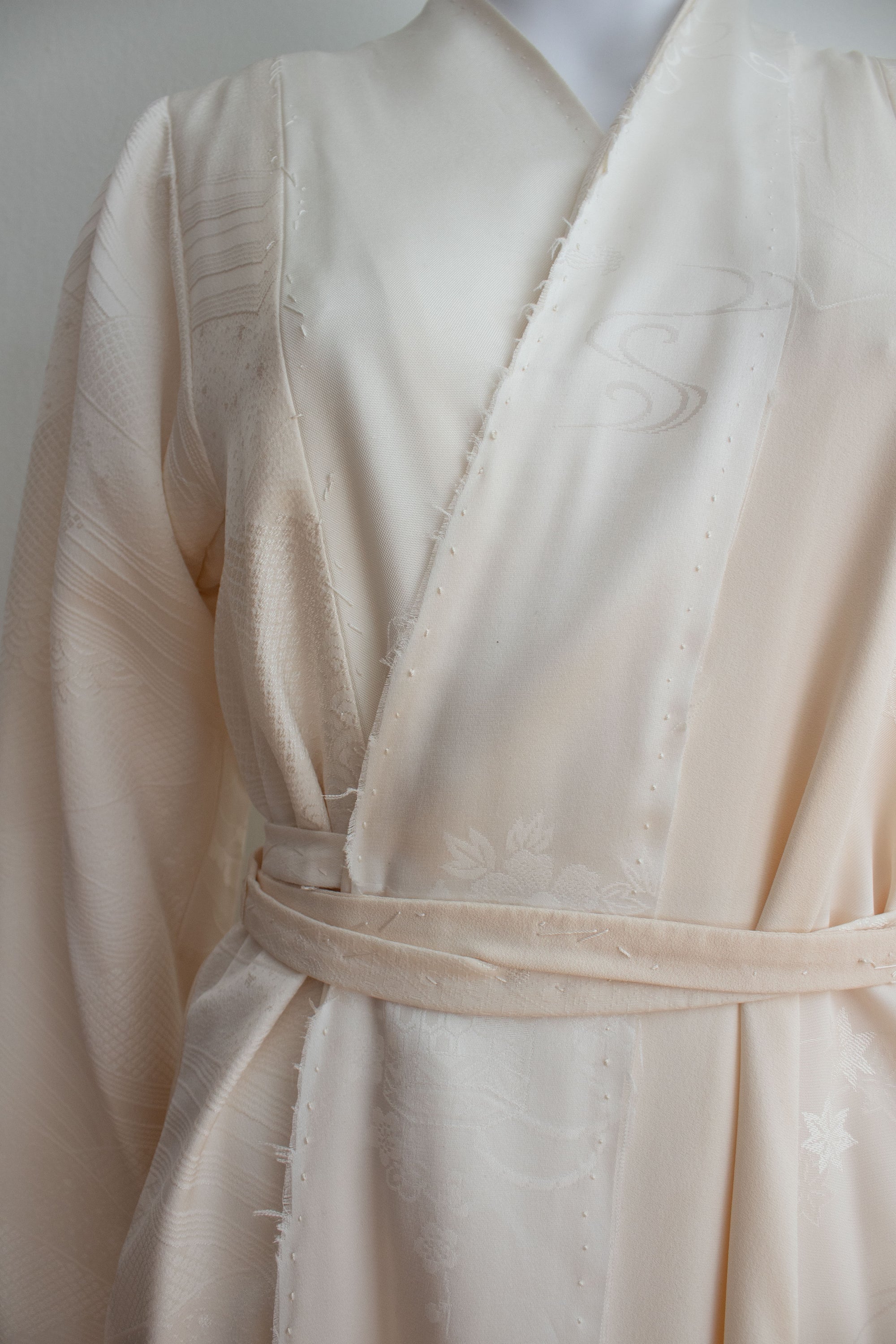 N° 106 irregular hand-stitched kimono wrap dress