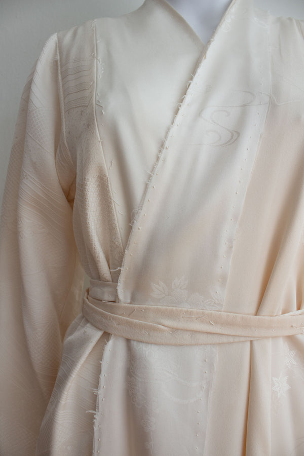 N° 106 irregular hand-stitched kimono wrap dress