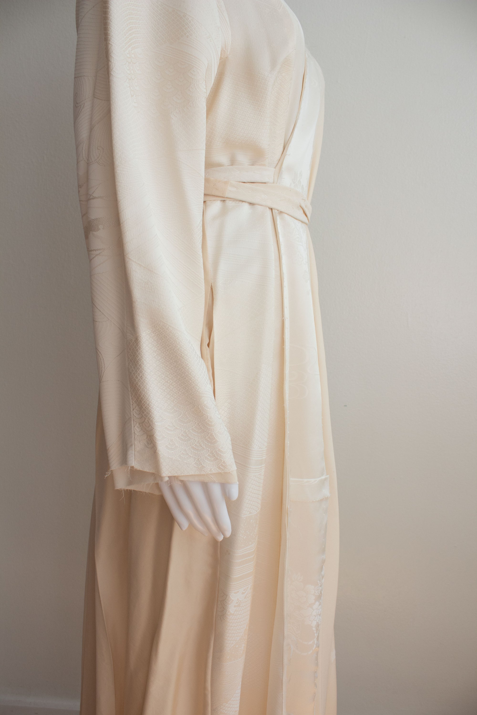 N° 106 irregular hand-stitched kimono wrap dress
