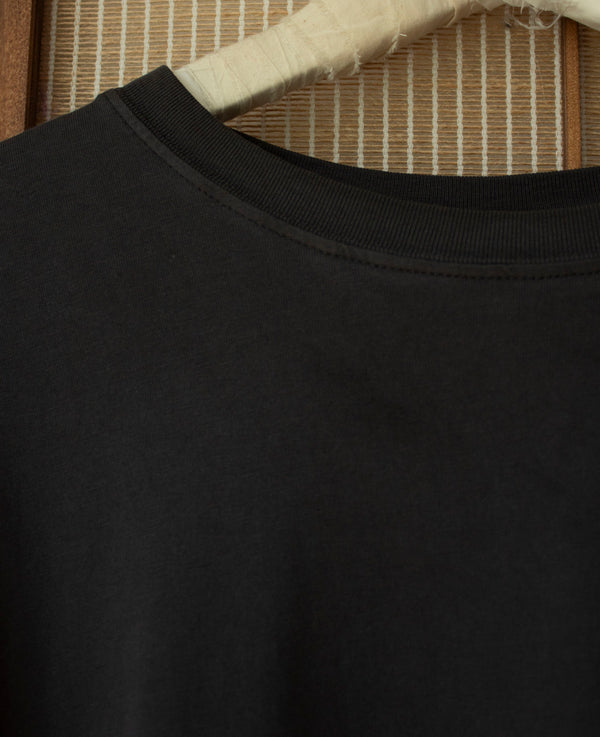 N° 353 arashi pressed flower garment dye t-shirt- sumi black - S, M
