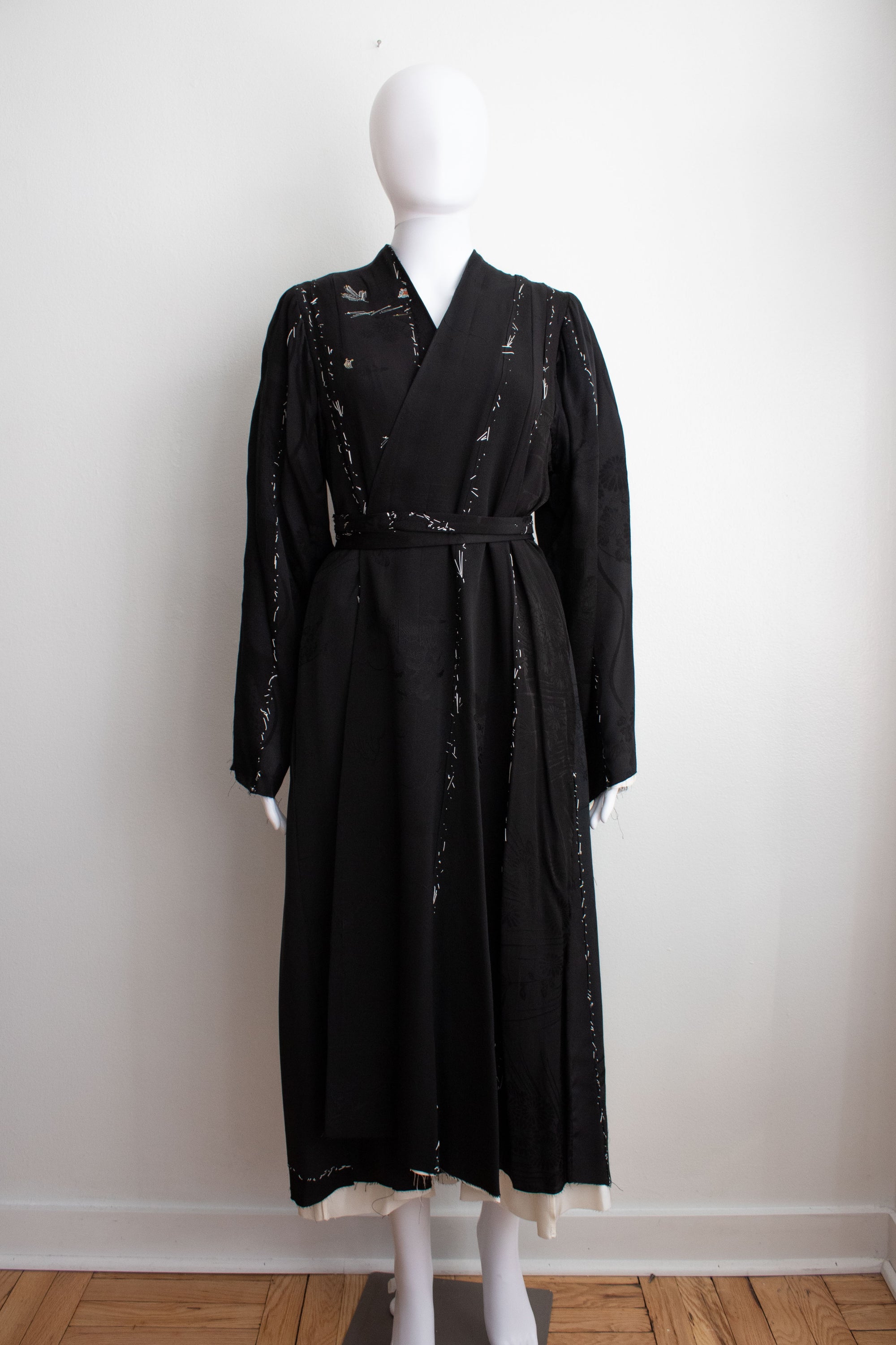 N° 106 irregular hand-stitched kimono wrap dress