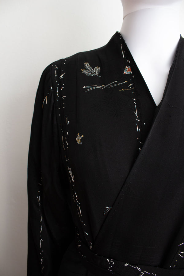 N° 106 irregular hand-stitched kimono wrap dress