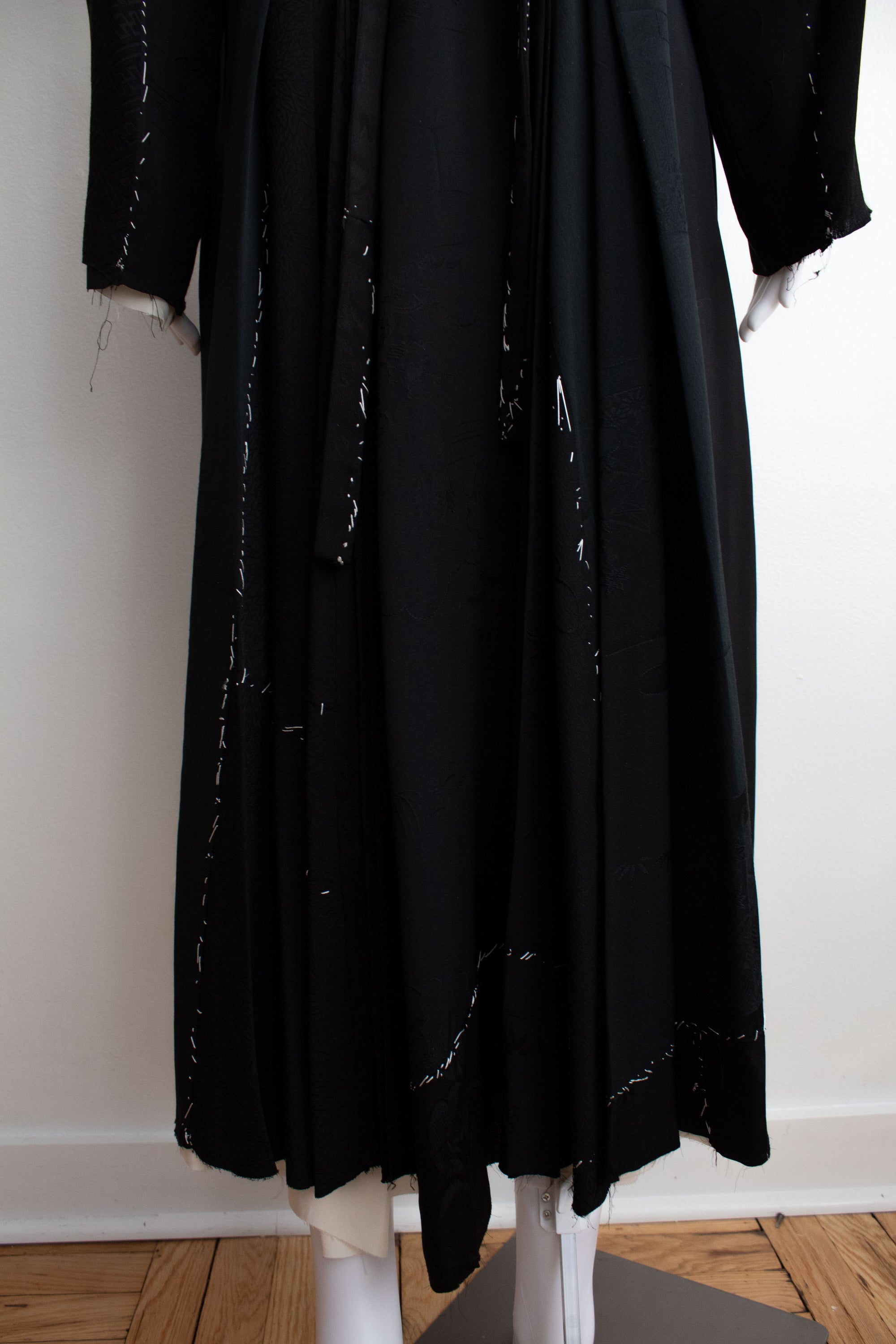 N° 106 irregular hand-stitched kimono wrap dress
