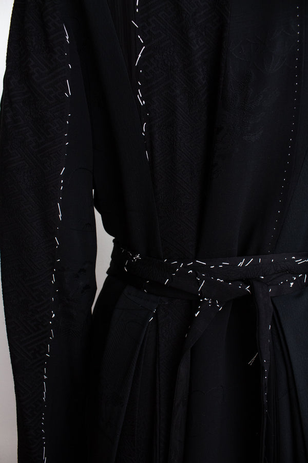 N° 106 irregular hand-stitched kimono wrap dress