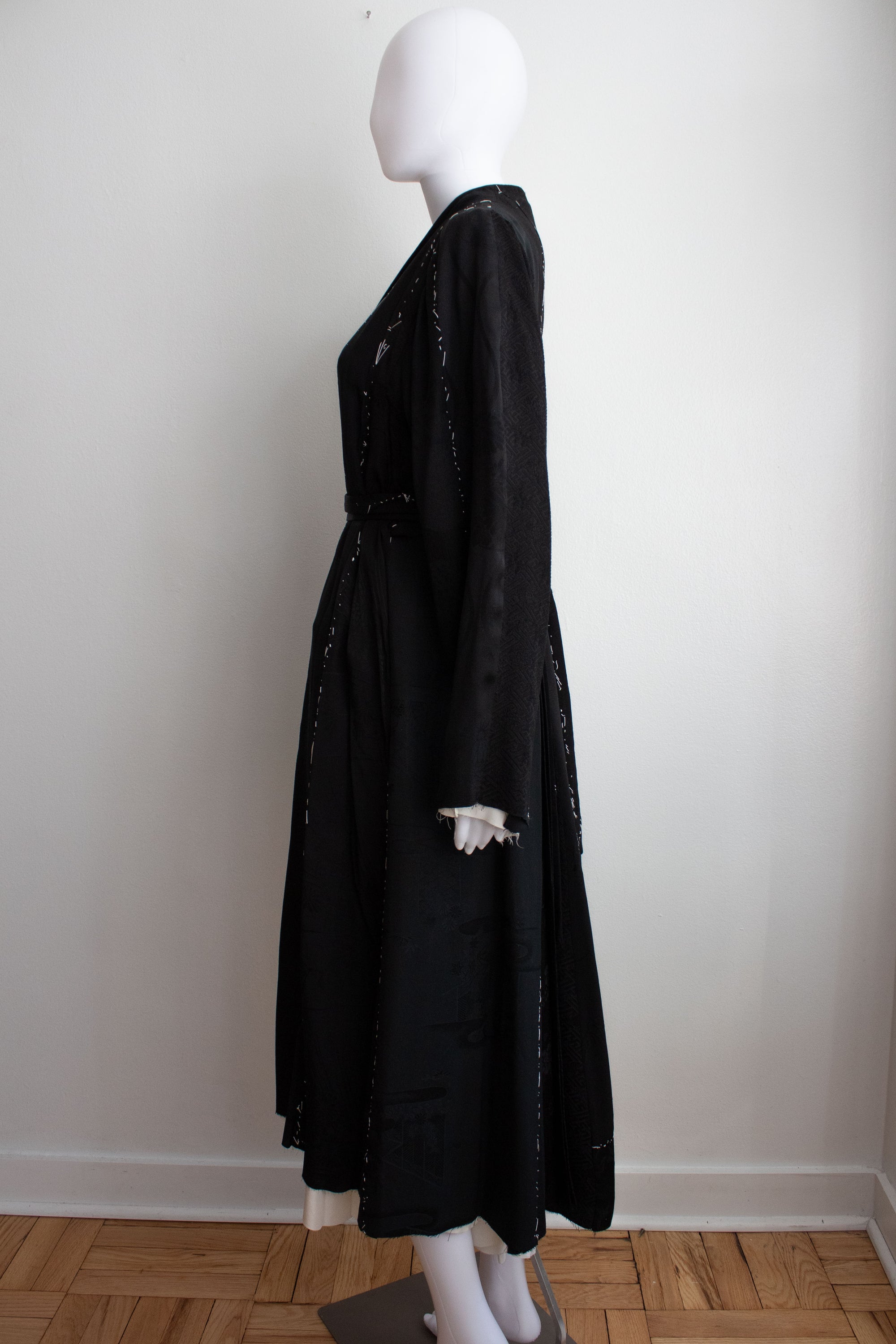 N° 106 irregular hand-stitched kimono wrap dress