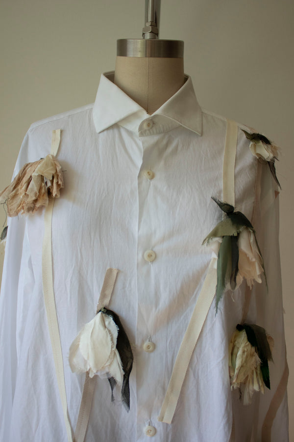 N° 19 dripping handmade falling flowers - momo peach ivory - M