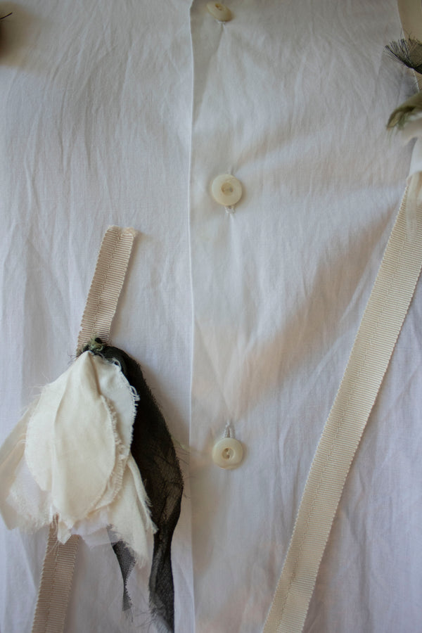 N° 19 dripping handmade falling flowers - momo peach ivory - M