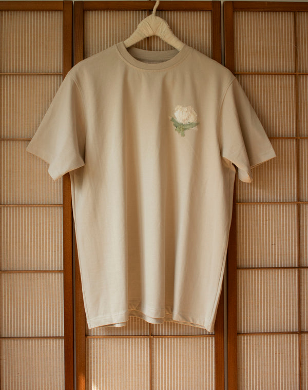N° 285 heavyweight pressed flower t-shirt - suna beige - S