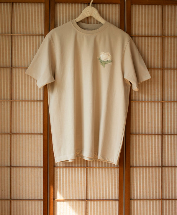 N° 285 heavyweight pressed flower t-shirt - suna beige - S