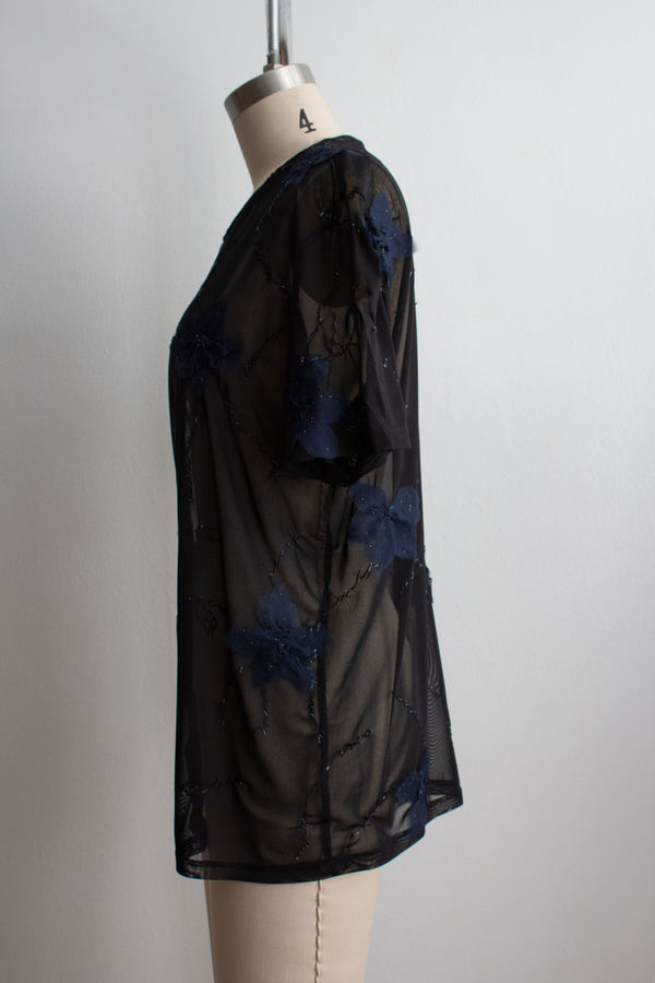 N° 92 constellation flowers short sleeve -  umi blue