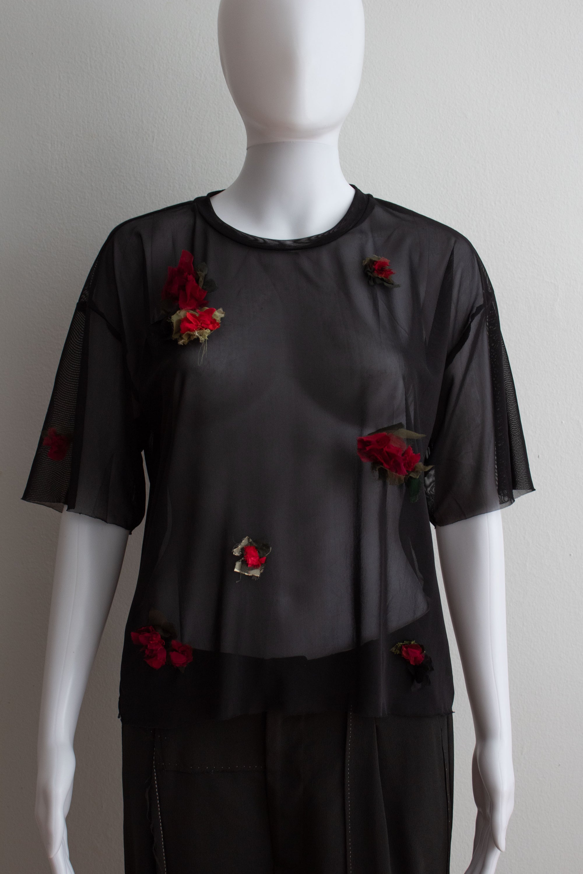 N° 94 crushed blooms oversized top - ume red