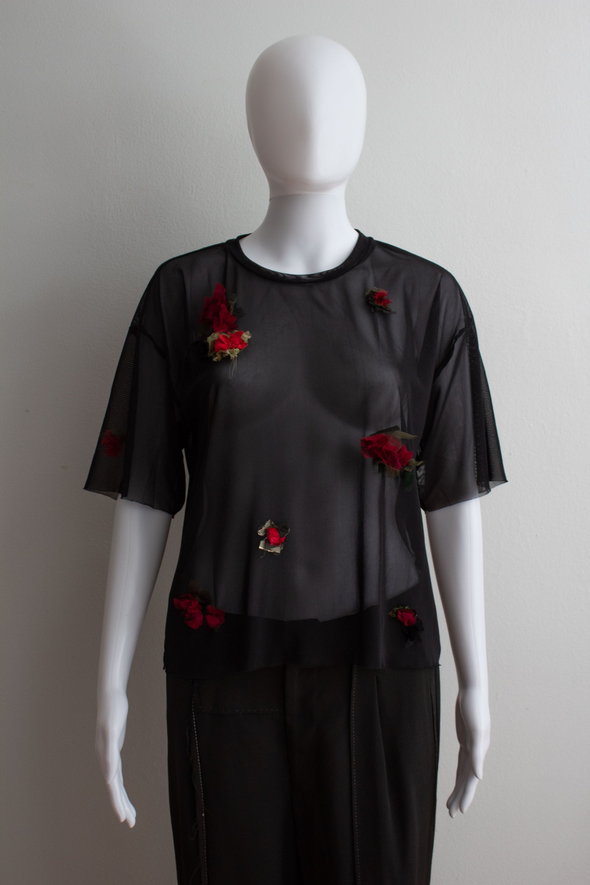 N° 94 crushed blooms oversized top - ume red