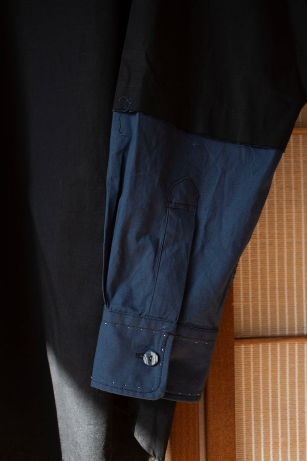 N° 296 paneled sleeve shirt - sumi black/umi blue - M