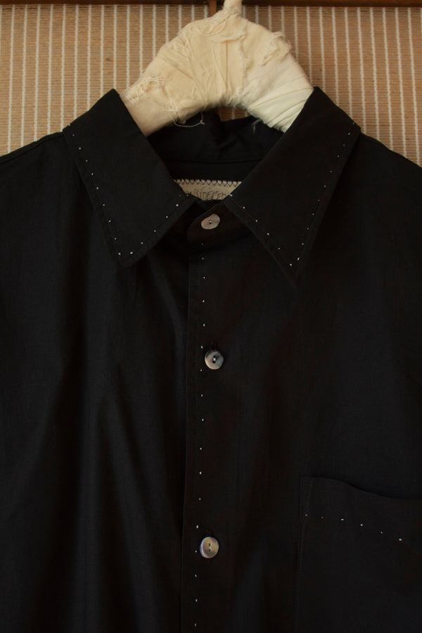 N° 296 paneled sleeve shirt - sumi black/umi blue - M