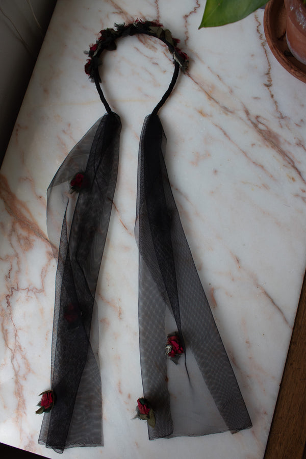 N° 91 crushed blooms headscarf- momiji red
