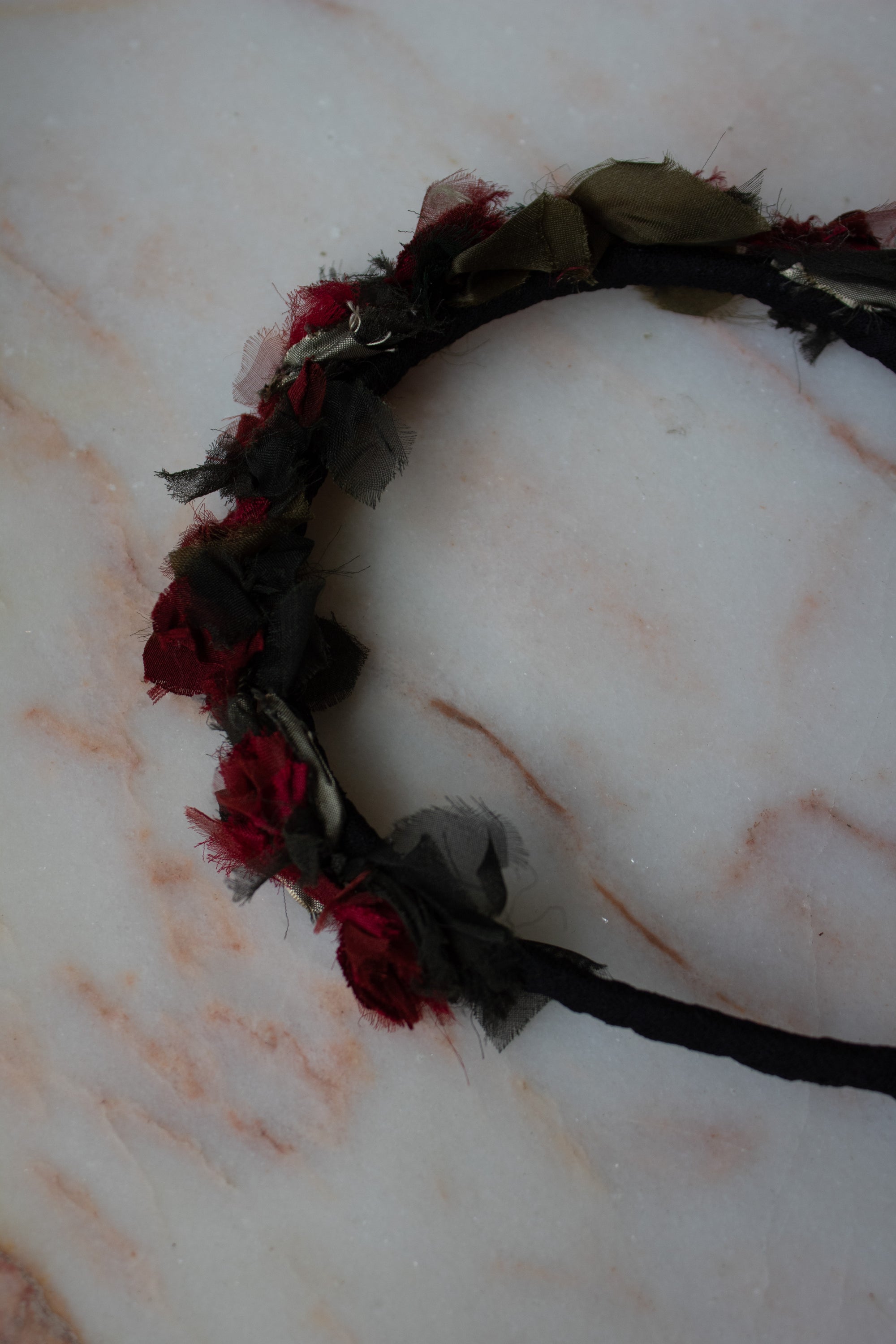 N° 91 crushed blooms headscarf- momiji red