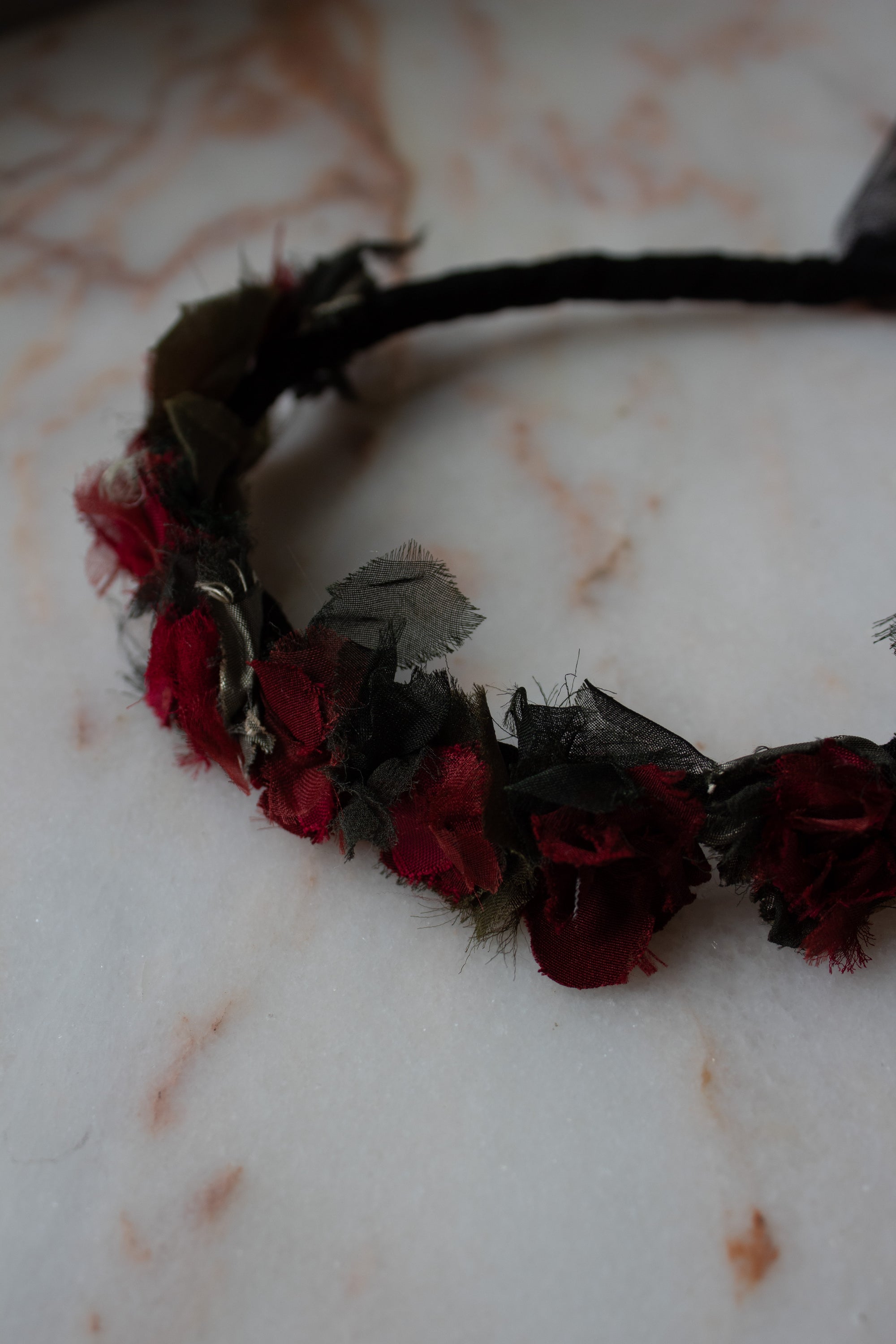 N° 91 crushed blooms headscarf- momiji red