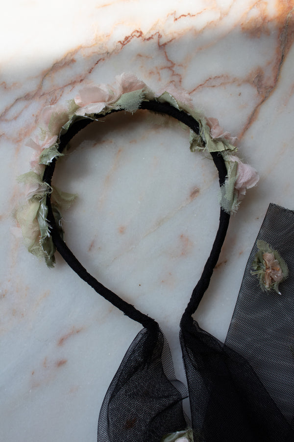 N° 91 crushed blooms headscarf- ame pink