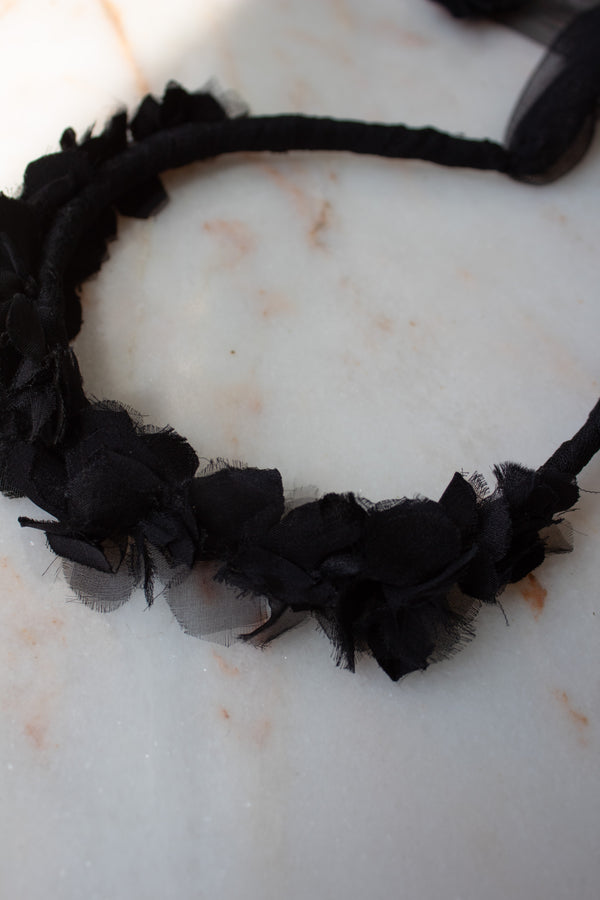 N° 91 crushed blooms headscarf- sumi black
