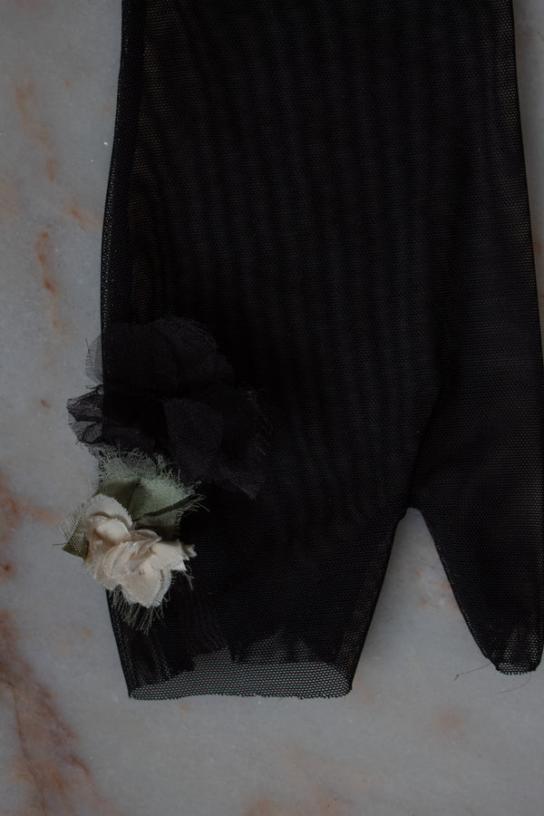 N° 90 crushed blooms fingerless gloves- usukiro yellow