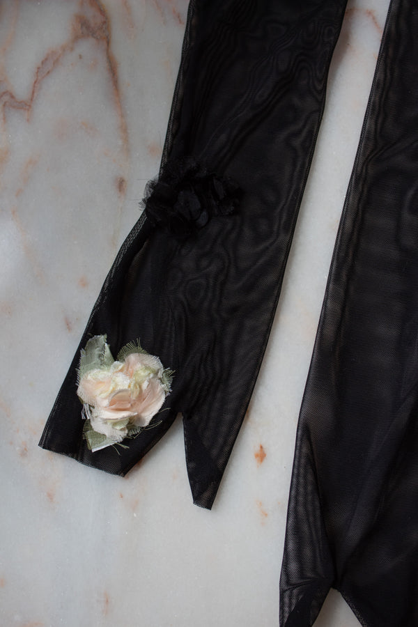 N° 90 crushed blooms fingerless gloves- ame pink