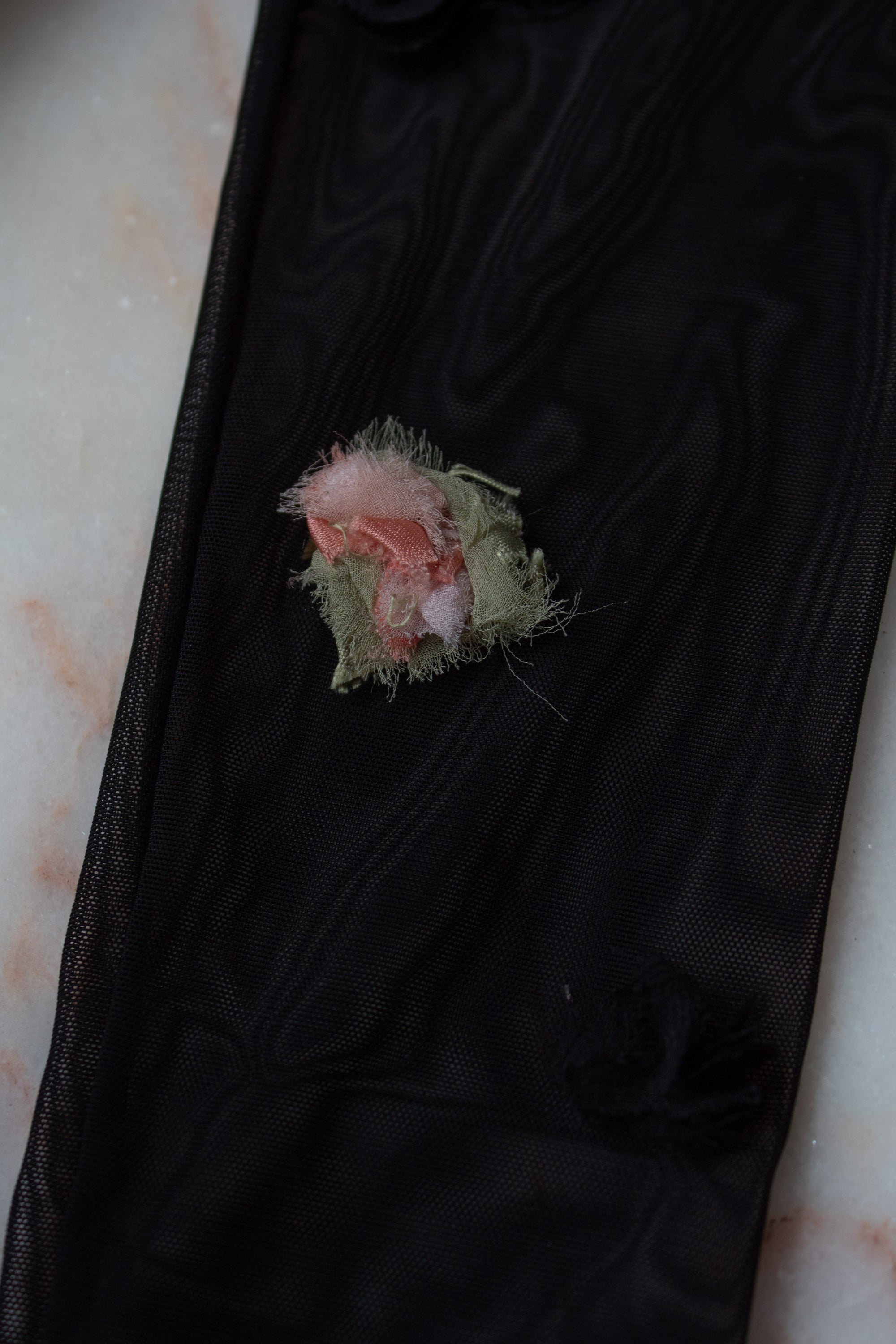 N° 90 crushed blooms fingerless gloves- ame pink