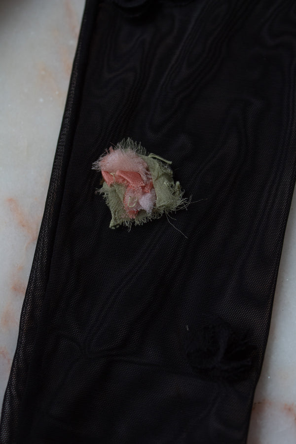 N° 90 crushed blooms fingerless gloves- ame pink